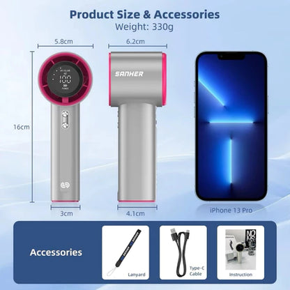 【COD】SANHER Fan 4000 mAh Turbo Mini Fan Rechargeable Handheld Portable Electric Jet Hand Strong